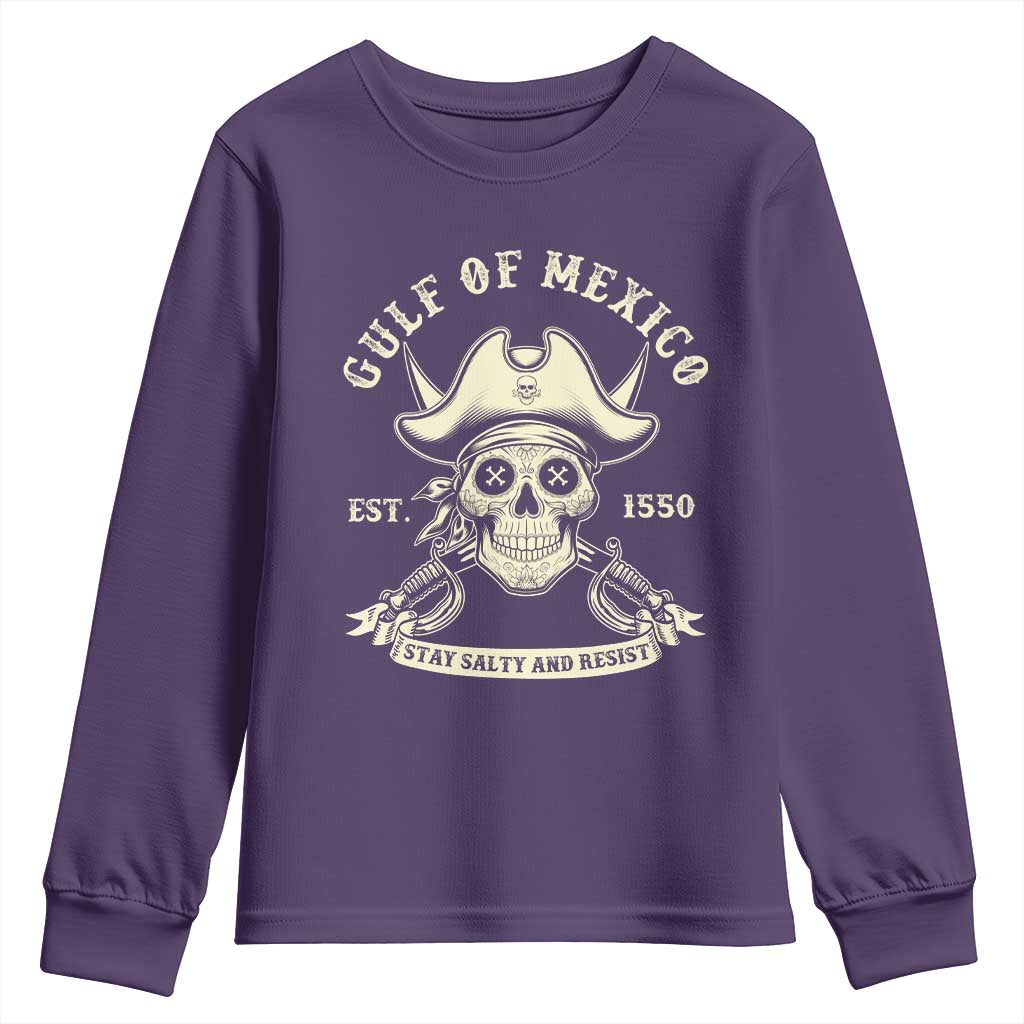 Gulf of Mexico Pirate Sugar Skull Youth Sweatshirt Est 1550 Stay Salty And Resist