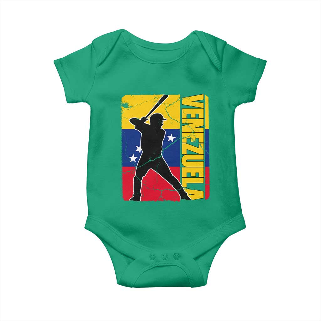 Venezuela Baseball Pride Vintage Flag Baby Onesie Venezuelan Sports Fan Gift for Latino Beisbol Lovers