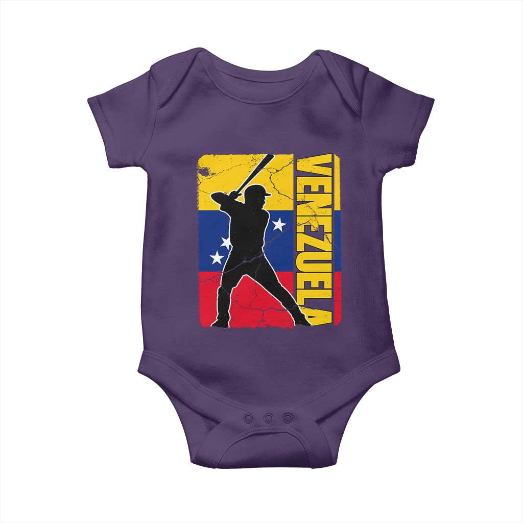 Venezuela Baseball Pride Vintage Flag Baby Onesie Venezuelan Sports Fan Gift for Latino Beisbol Lovers