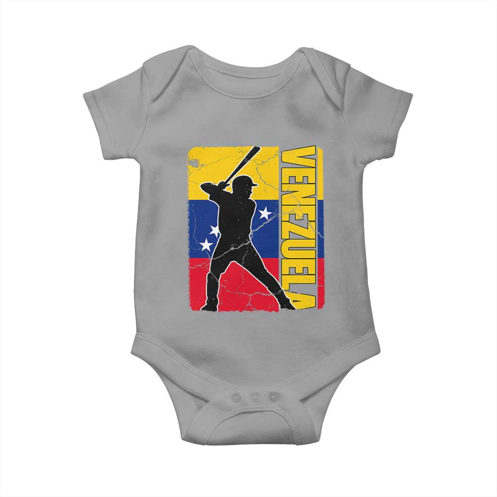 Venezuela Baseball Pride Vintage Flag Baby Onesie Venezuelan Sports Fan Gift for Latino Beisbol Lovers