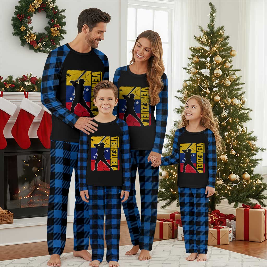 Venezuela Baseball Pride Vintage Flag Plaid Pajama Set Venezuelan Sports Fan Gift for Latino Beisbol Lovers