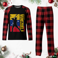 Venezuela Baseball Pride Vintage Flag Plaid Pajama Set Venezuelan Sports Fan Gift for Latino Beisbol Lovers