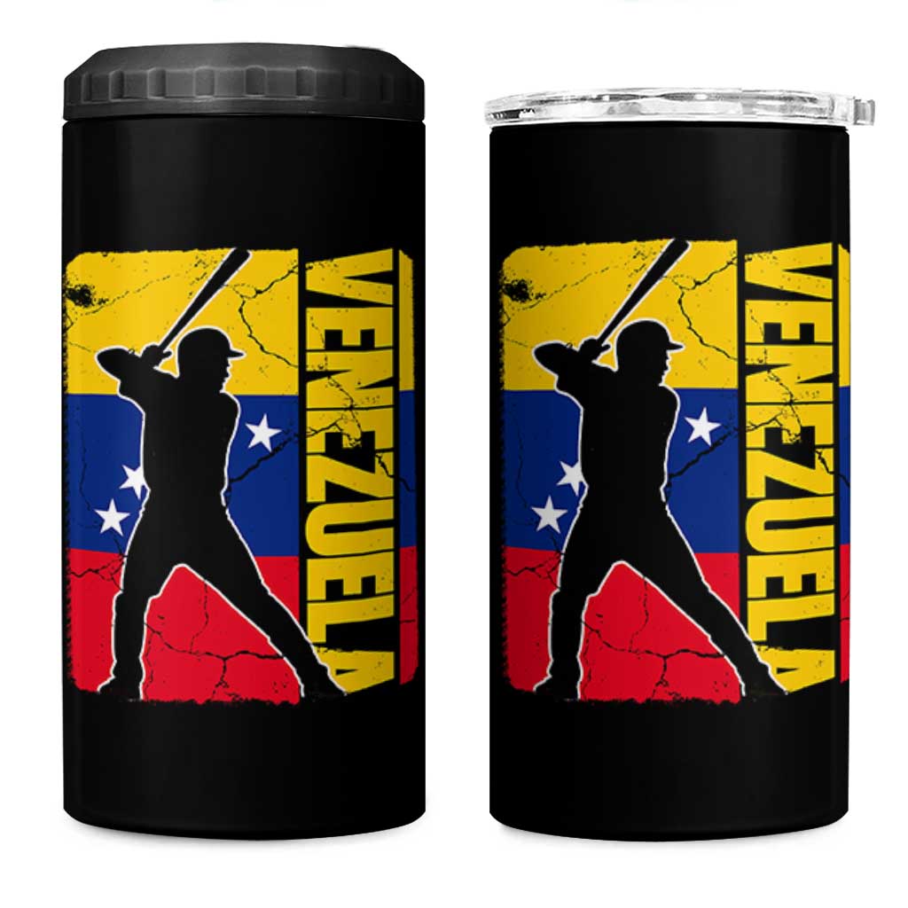 Venezuela Baseball Pride Vintage Flag 4 in 1 Can Cooler Tumbler Venezuelan Sports Fan Gift for Latino Beisbol Lovers