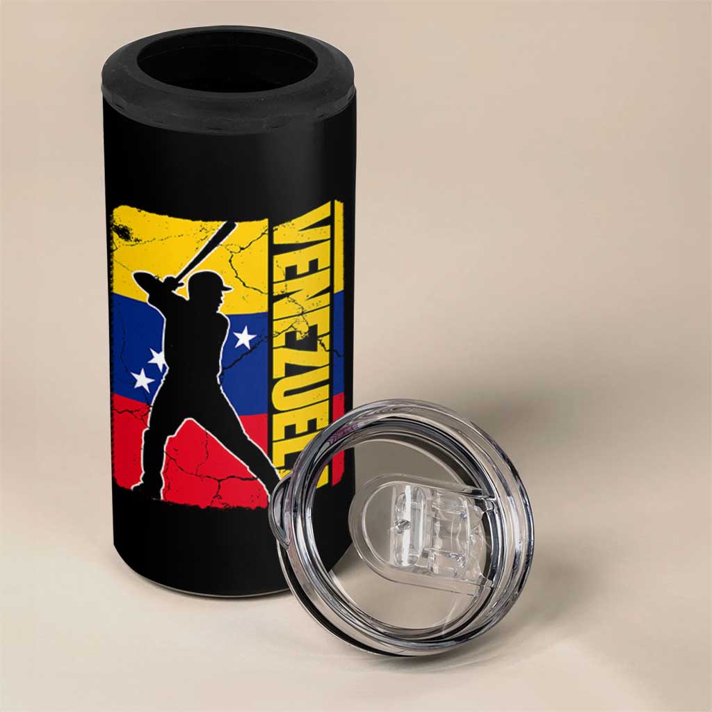 Venezuela Baseball Pride Vintage Flag 4 in 1 Can Cooler Tumbler Venezuelan Sports Fan Gift for Latino Beisbol Lovers