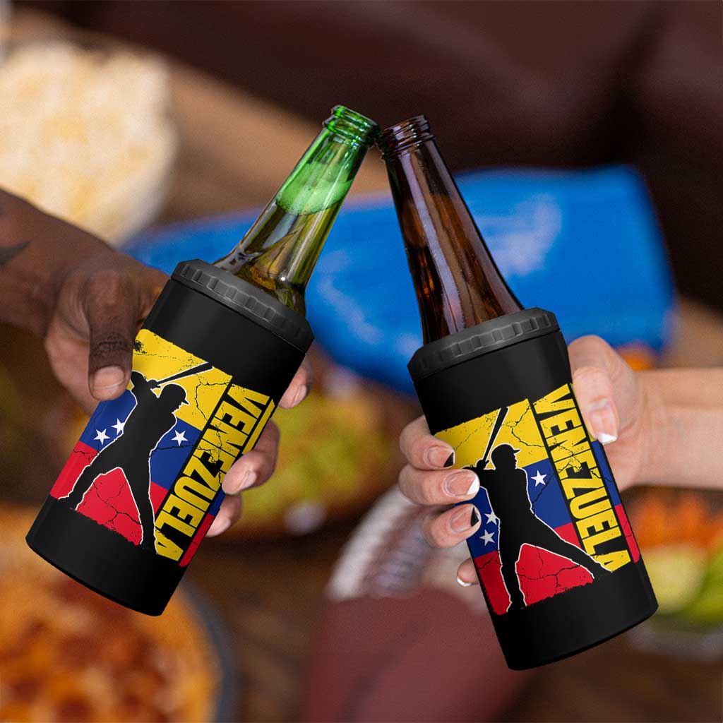 Venezuela Baseball Pride Vintage Flag 4 in 1 Can Cooler Tumbler Venezuelan Sports Fan Gift for Latino Beisbol Lovers