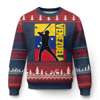 Venezuela Baseball Pride Vintage Flag Ugly Christmas Sweater Venezuelan Sports Fan Gift for Latino Beisbol Lovers