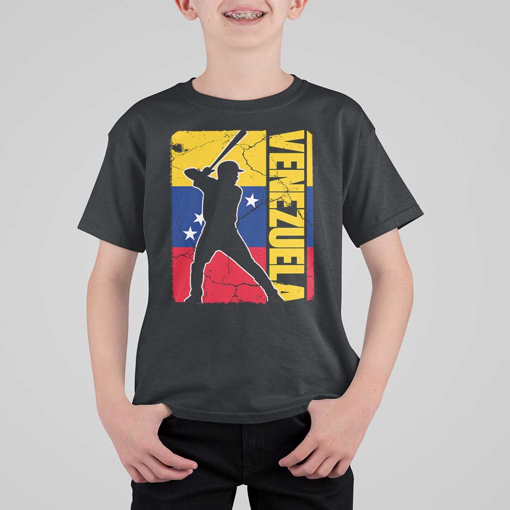 Venezuela Baseball Pride Vintage Flag T Shirt For Kid Venezuelan Sports Fan Gift for Latino Beisbol Lovers