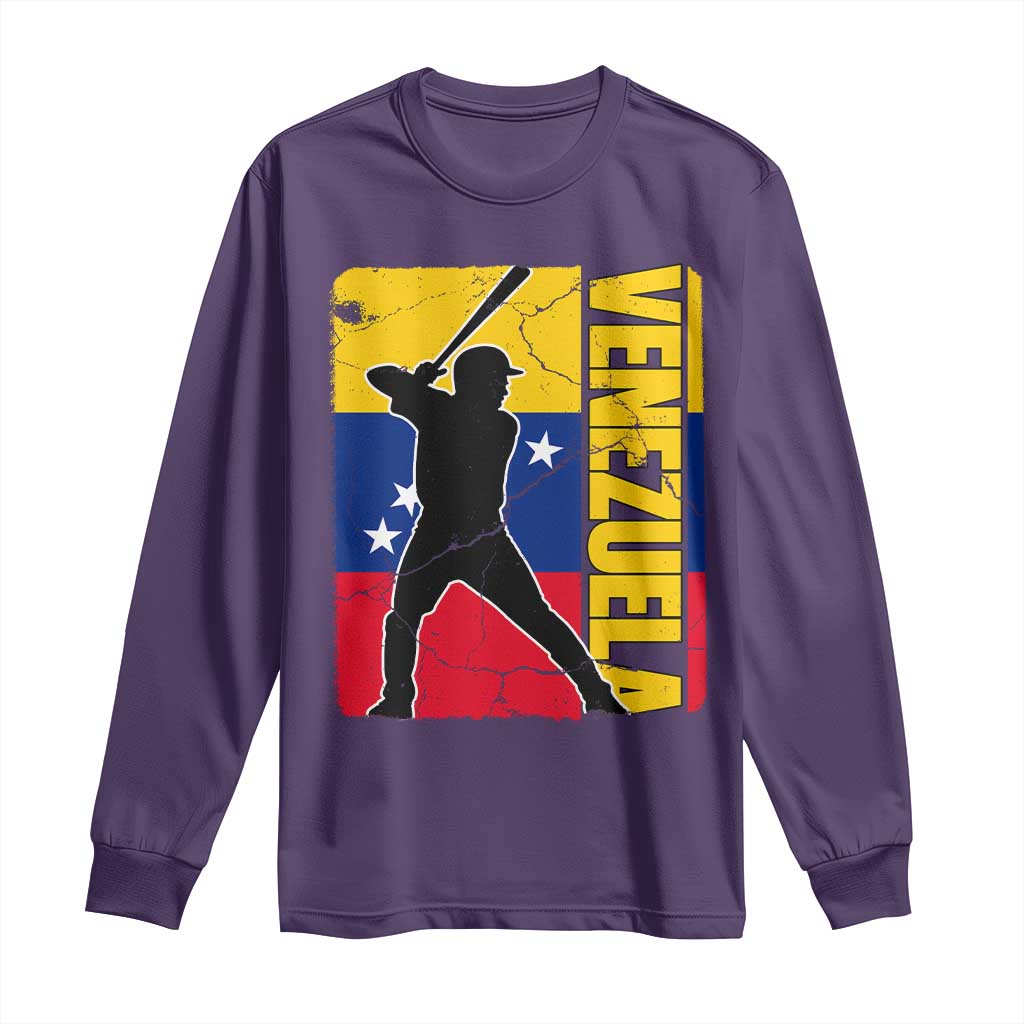 Venezuela Baseball Pride Vintage Flag Long Sleeve Shirt Venezuelan Sports Fan Gift for Latino Beisbol Lovers