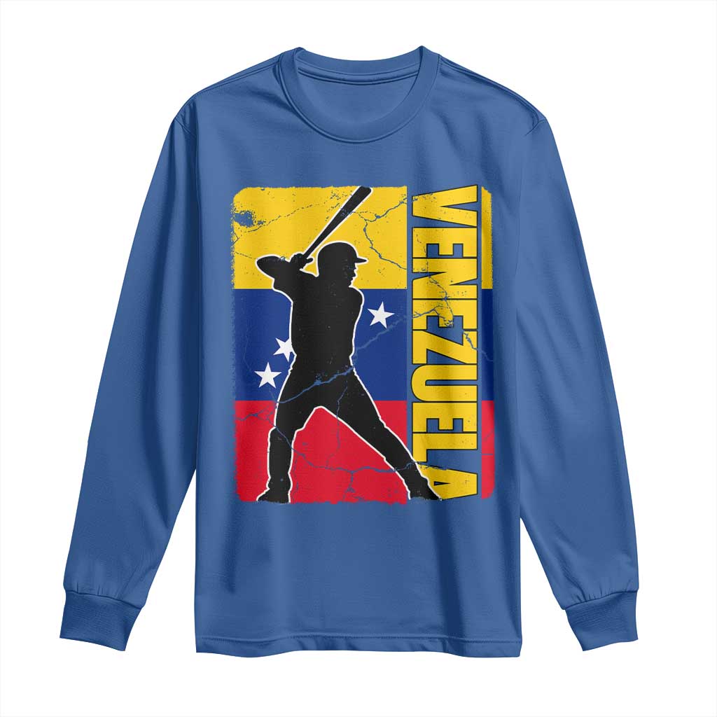 Venezuela Baseball Pride Vintage Flag Long Sleeve Shirt Venezuelan Sports Fan Gift for Latino Beisbol Lovers