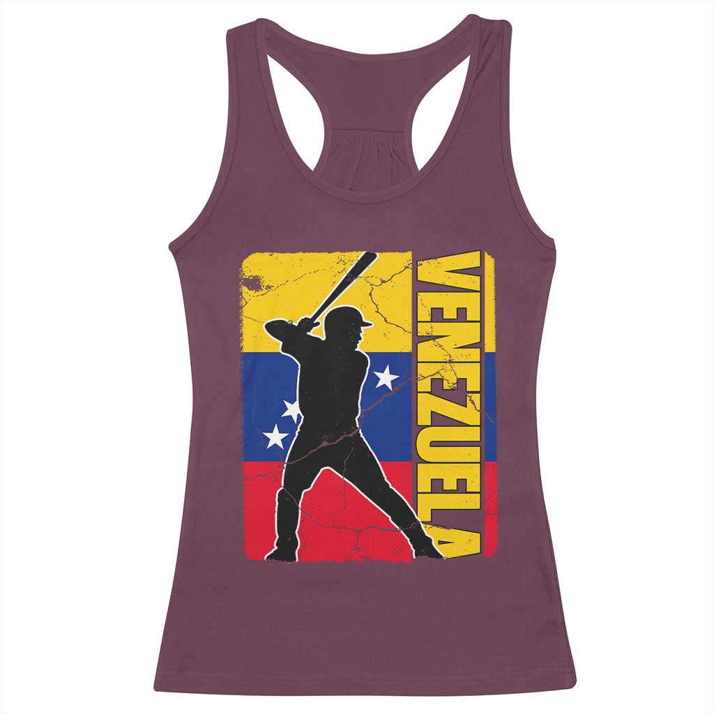 Venezuela Baseball Pride Vintage Flag Racerback Tank Top Venezuelan Sports Fan Gift for Latino Beisbol Lovers