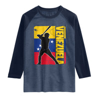 Venezuela Baseball Pride Vintage Flag Raglan Shirt Venezuelan Sports Fan Gift for Latino Beisbol Lovers
