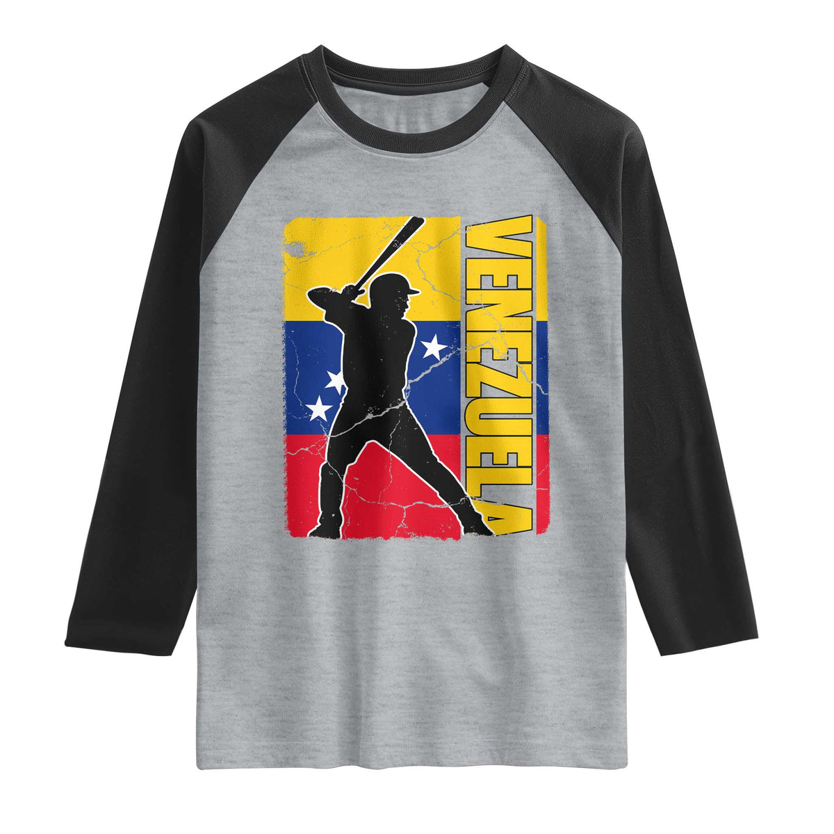 Venezuela Baseball Pride Vintage Flag Raglan Shirt Venezuelan Sports Fan Gift for Latino Beisbol Lovers