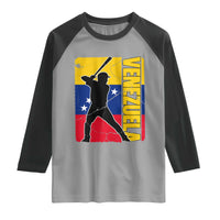 Venezuela Baseball Pride Vintage Flag Raglan Shirt Venezuelan Sports Fan Gift for Latino Beisbol Lovers