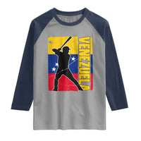 Venezuela Baseball Pride Vintage Flag Raglan Shirt Venezuelan Sports Fan Gift for Latino Beisbol Lovers