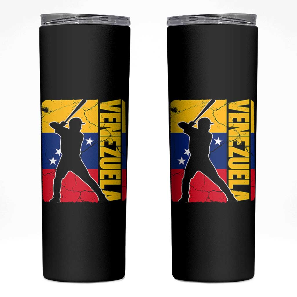 Venezuela Baseball Pride Vintage Flag Skinny Tumbler Venezuelan Sports Fan Gift for Latino Beisbol Lovers