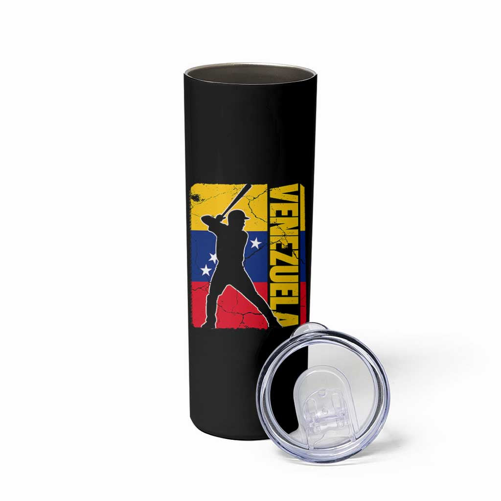 Venezuela Baseball Pride Vintage Flag Skinny Tumbler Venezuelan Sports Fan Gift for Latino Beisbol Lovers