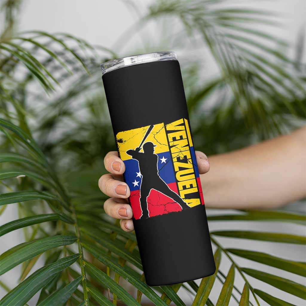 Venezuela Baseball Pride Vintage Flag Skinny Tumbler Venezuelan Sports Fan Gift for Latino Beisbol Lovers