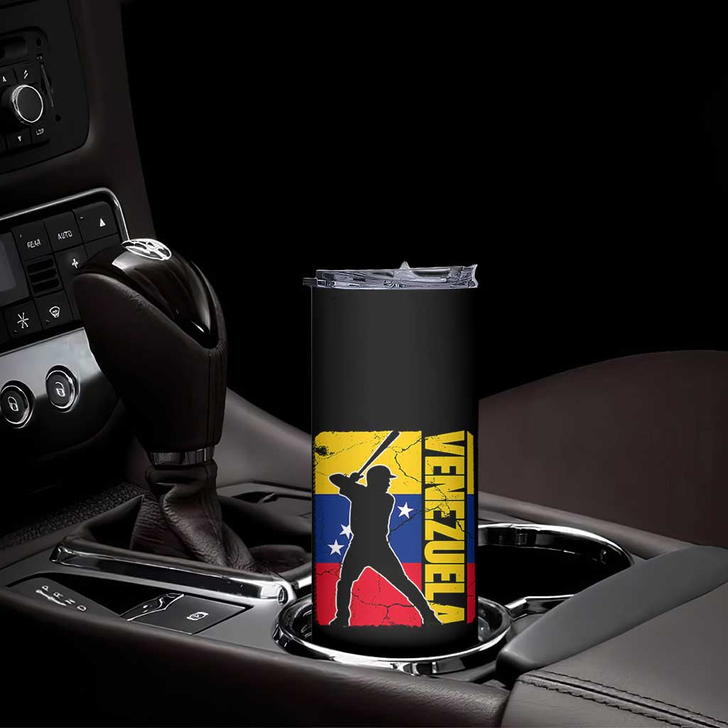 Venezuela Baseball Pride Vintage Flag Skinny Tumbler Venezuelan Sports Fan Gift for Latino Beisbol Lovers