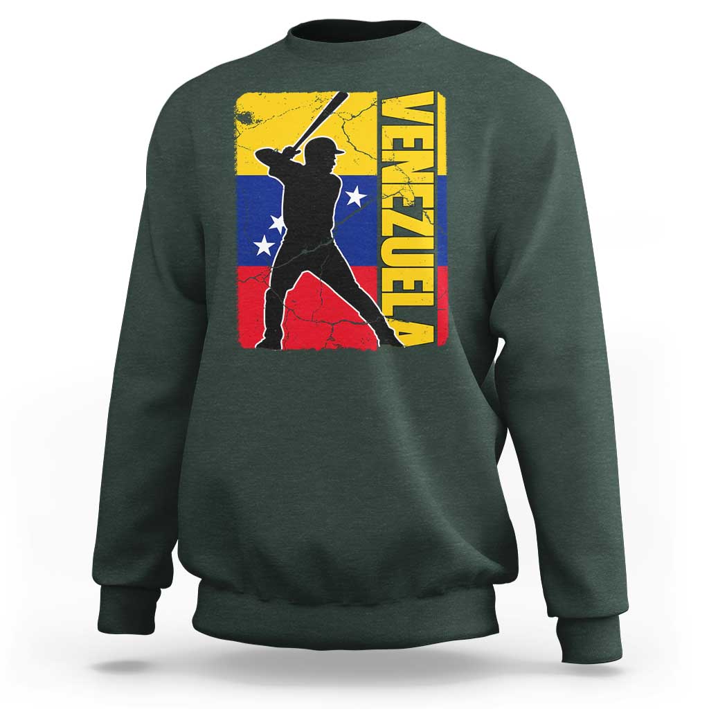 Venezuela Baseball Pride Vintage Flag Sweatshirt Venezuelan Sports Fan Gift for Latino Beisbol Lovers