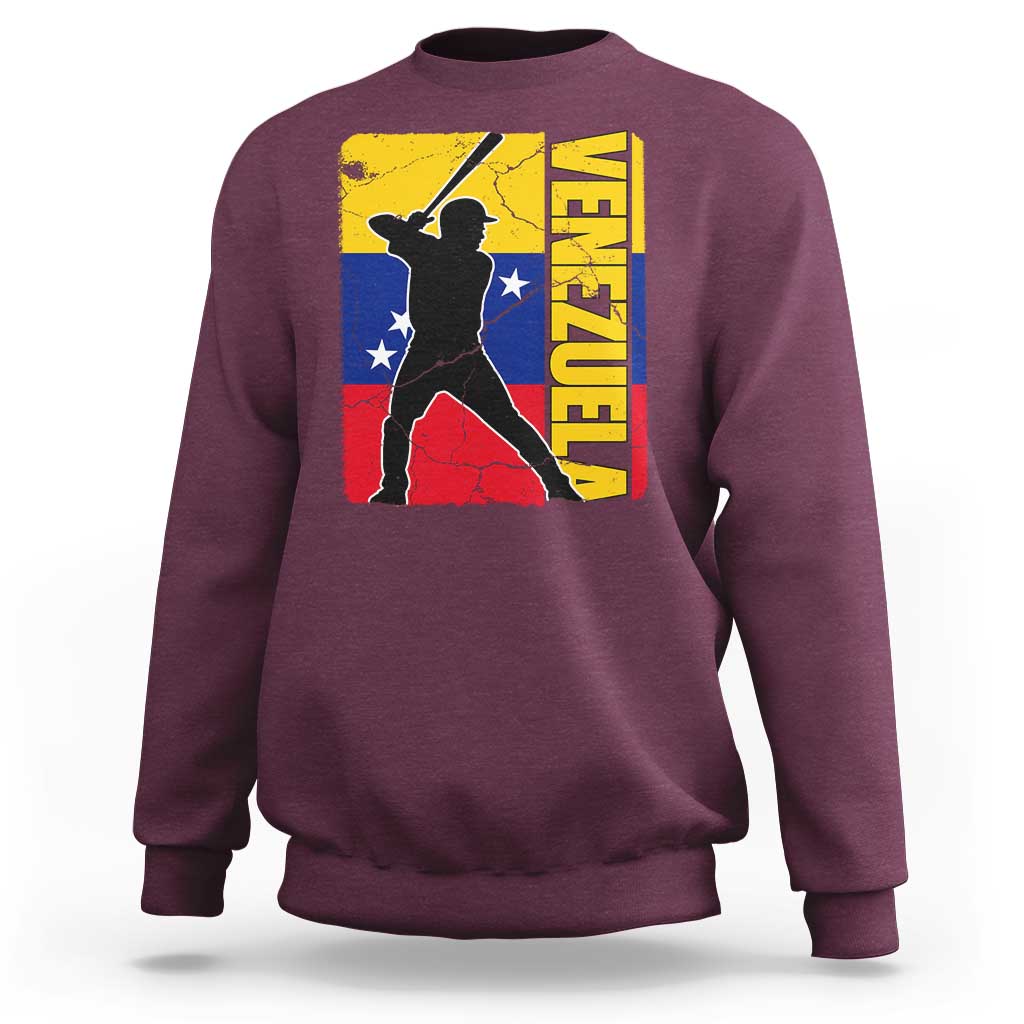 Venezuela Baseball Pride Vintage Flag Sweatshirt Venezuelan Sports Fan Gift for Latino Beisbol Lovers