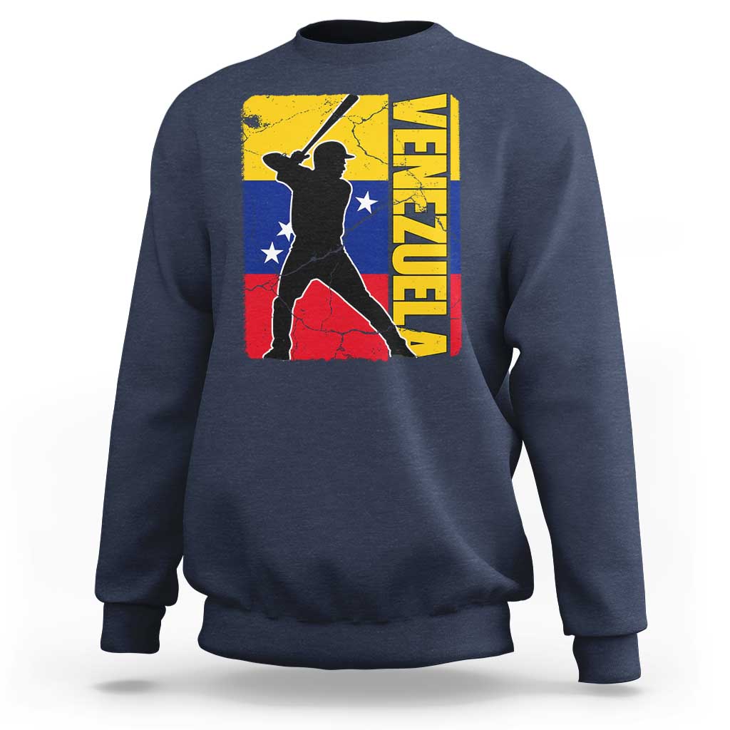 Venezuela Baseball Pride Vintage Flag Sweatshirt Venezuelan Sports Fan Gift for Latino Beisbol Lovers
