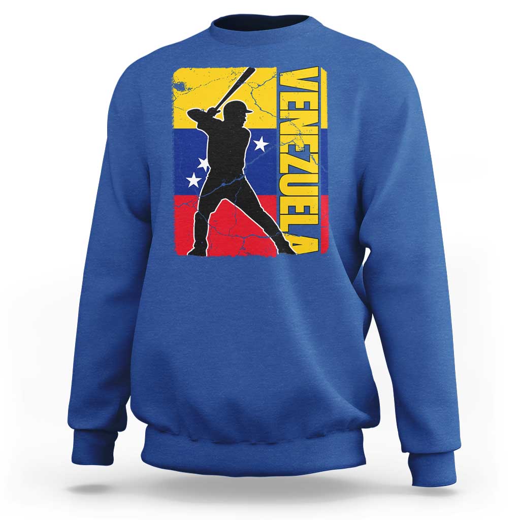 Venezuela Baseball Pride Vintage Flag Sweatshirt Venezuelan Sports Fan Gift for Latino Beisbol Lovers