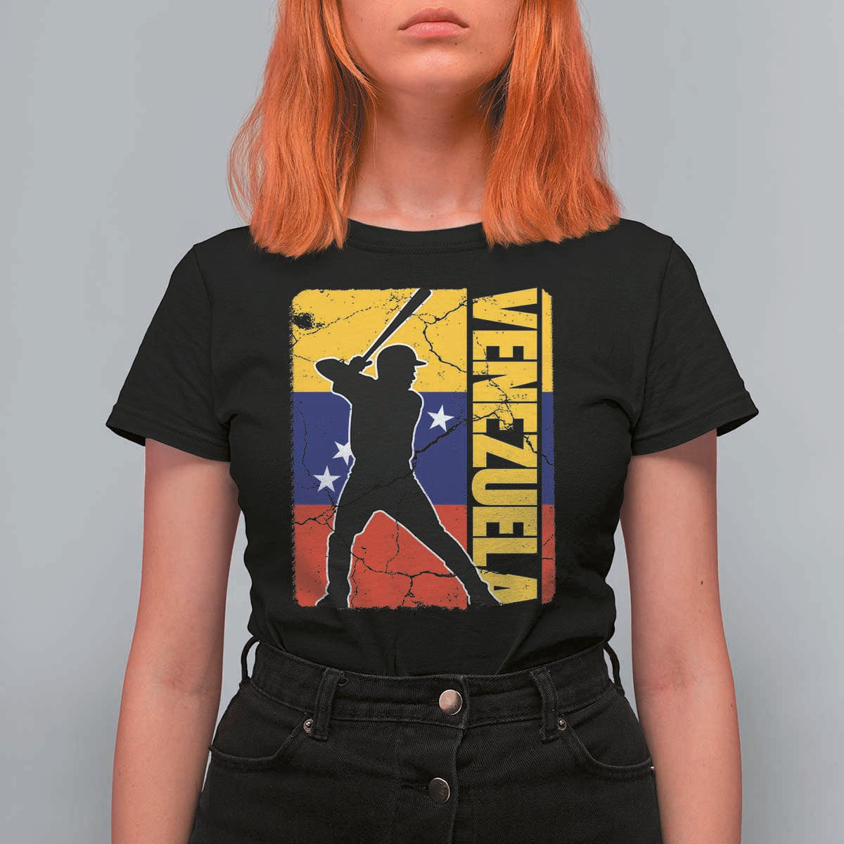 Venezuela Baseball Pride Vintage Flag T Shirt For Women Venezuelan Sports Fan Gift for Latino Beisbol Lovers