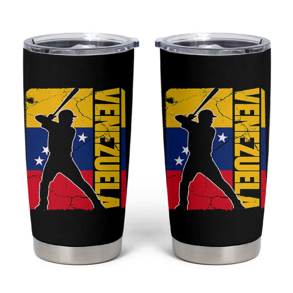 Venezuela Baseball Pride Vintage Flag Tumbler Cup Venezuelan Sports Fan Gift for Latino Beisbol Lovers