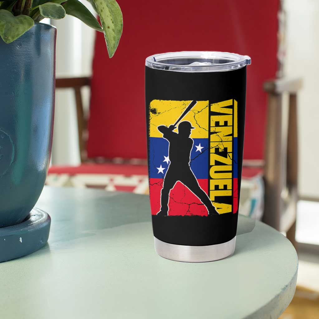 Venezuela Baseball Pride Vintage Flag Tumbler Cup Venezuelan Sports Fan Gift for Latino Beisbol Lovers