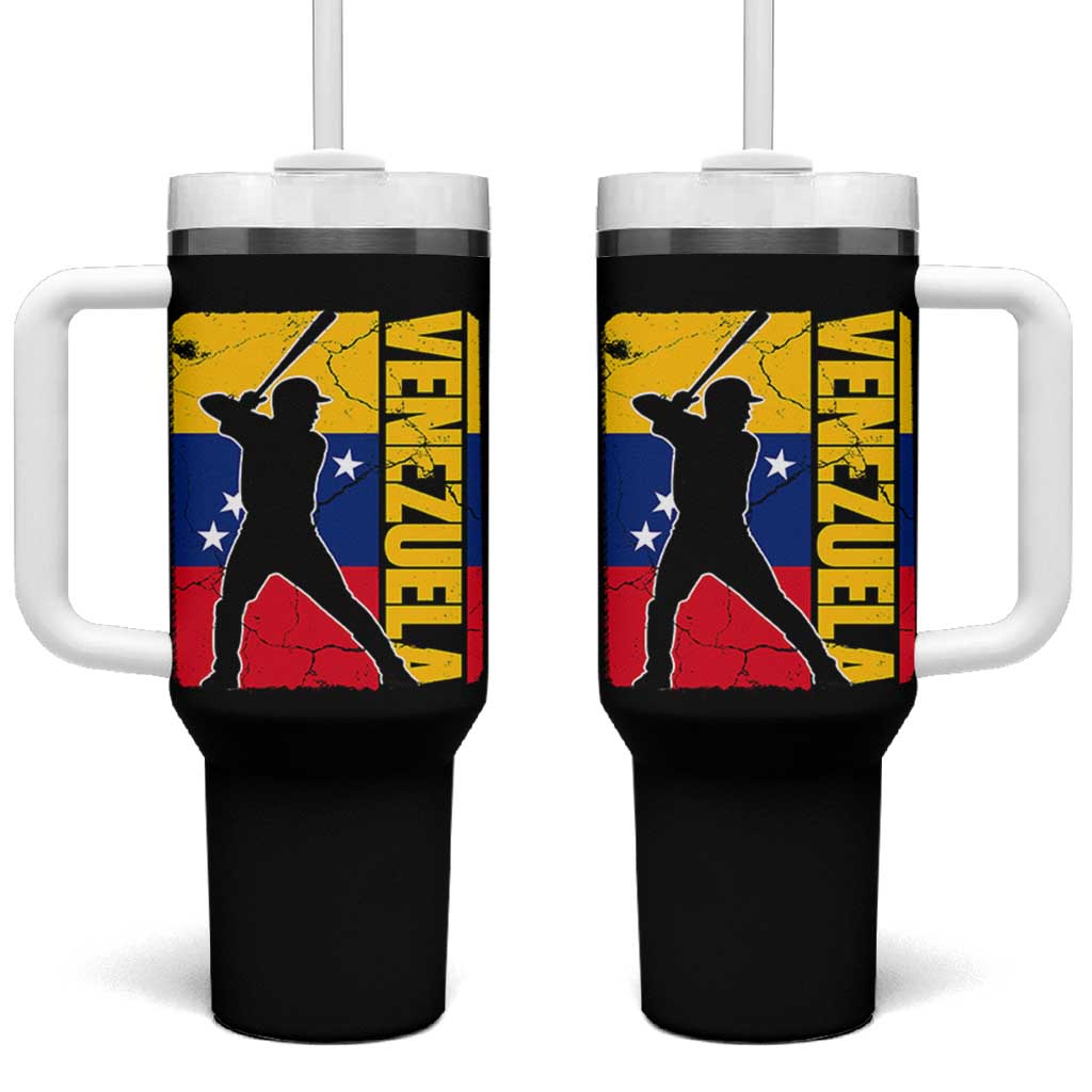 Venezuela Baseball Pride Vintage Flag Tumbler With Handle Venezuelan Sports Fan Gift for Latino Beisbol Lovers