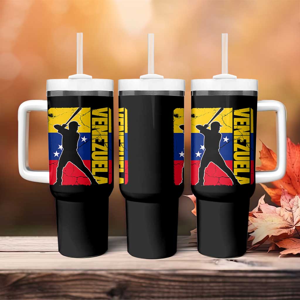 Venezuela Baseball Pride Vintage Flag Tumbler With Handle Venezuelan Sports Fan Gift for Latino Beisbol Lovers