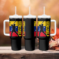 Venezuela Baseball Pride Vintage Flag Tumbler With Handle Venezuelan Sports Fan Gift for Latino Beisbol Lovers
