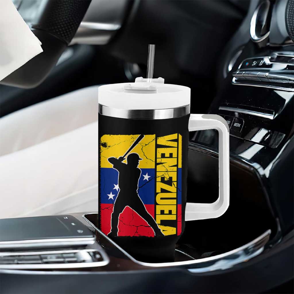 Venezuela Baseball Pride Vintage Flag Tumbler With Handle Venezuelan Sports Fan Gift for Latino Beisbol Lovers