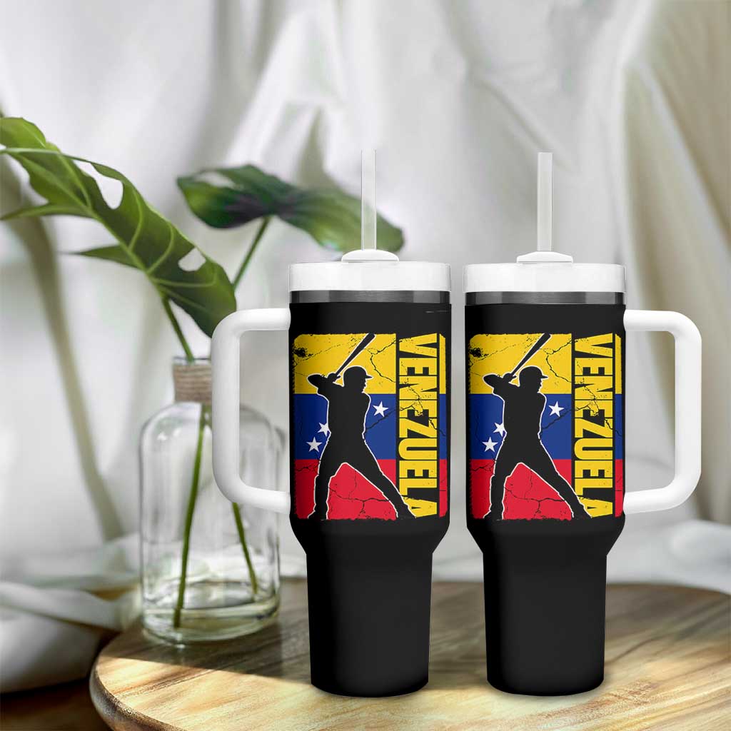 Venezuela Baseball Pride Vintage Flag Tumbler With Handle Venezuelan Sports Fan Gift for Latino Beisbol Lovers