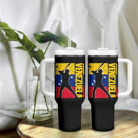 Venezuela Baseball Pride Vintage Flag Tumbler With Handle Venezuelan Sports Fan Gift for Latino Beisbol Lovers
