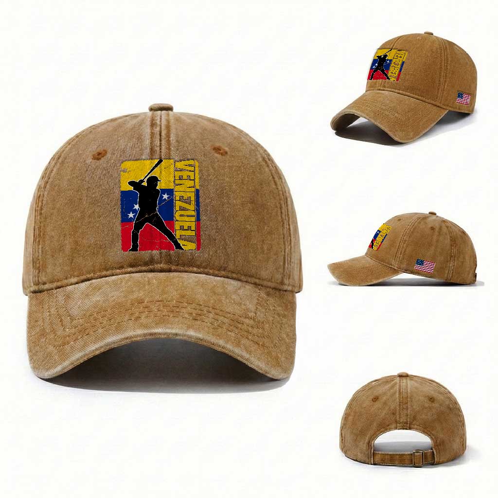 Venezuela Baseball Pride Vintage Flag Washed Cotton Baseball Cap Venezuelan Sports Fan Gift for Latino Beisbol Lovers