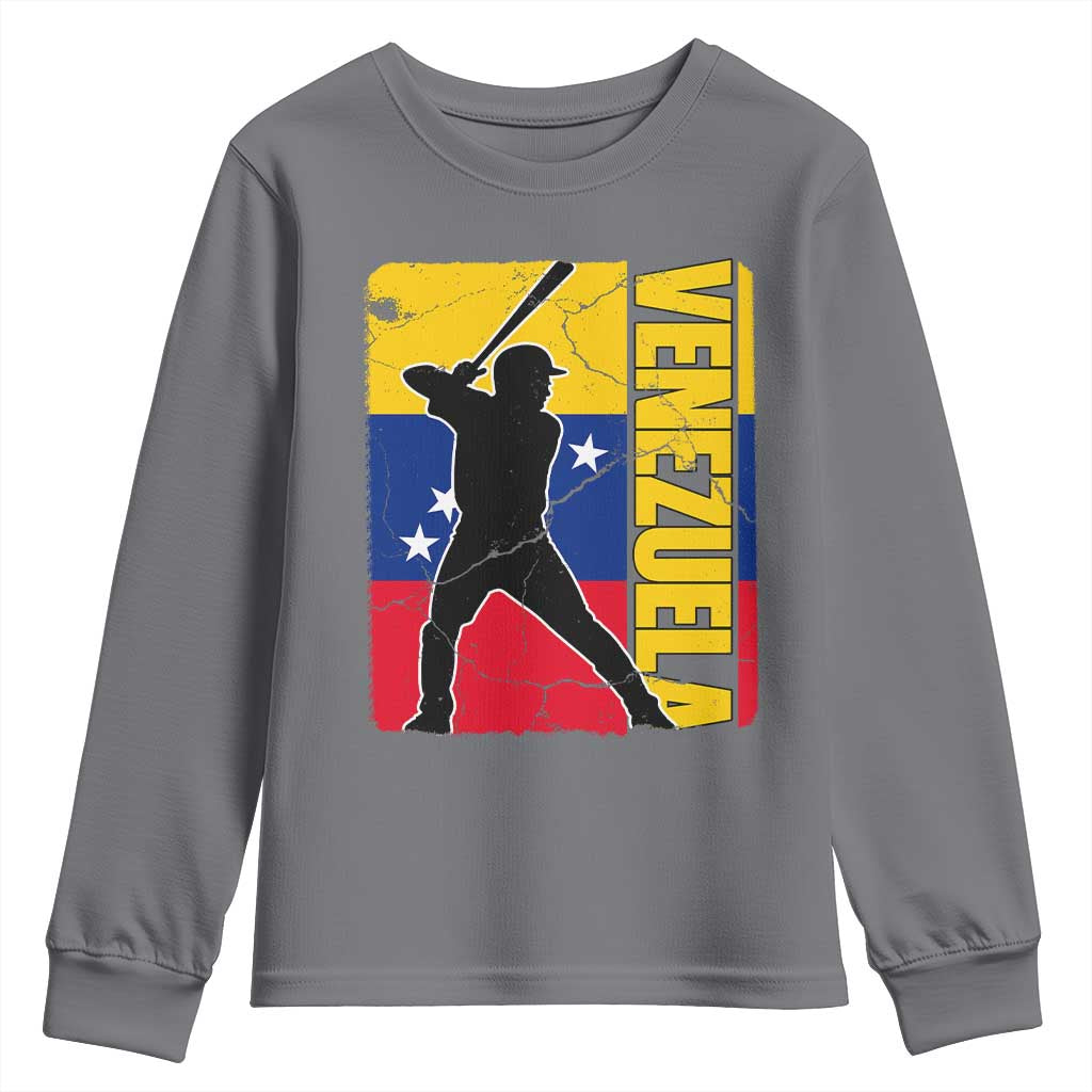 Venezuela Baseball Pride Vintage Flag Youth Sweatshirt Venezuelan Sports Fan Gift for Latino Beisbol Lovers