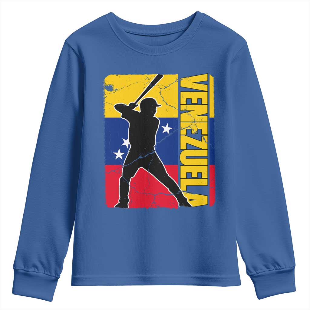 Venezuela Baseball Pride Vintage Flag Youth Sweatshirt Venezuelan Sports Fan Gift for Latino Beisbol Lovers