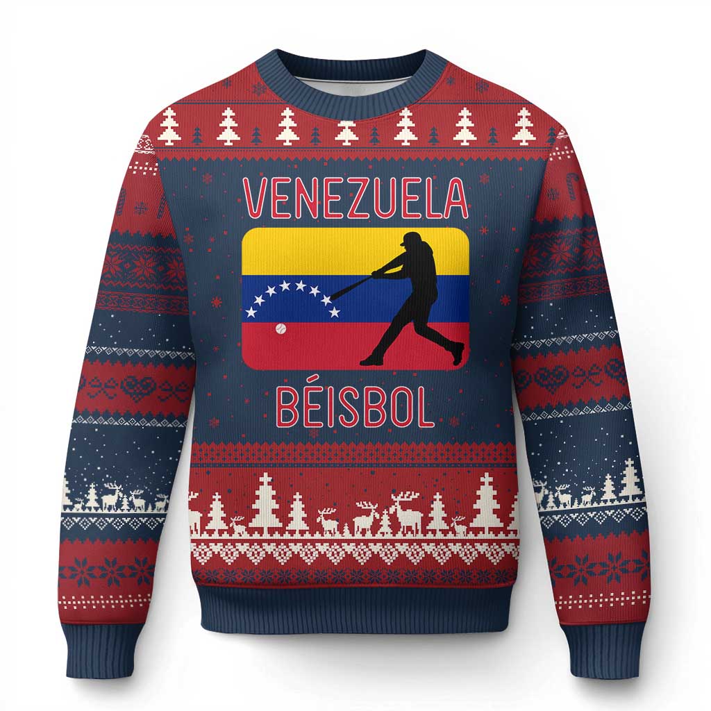 Venezuela Beisbol Flag Ugly Christmas Sweater Venezuelan Baseball Pride Latino Sports Fans