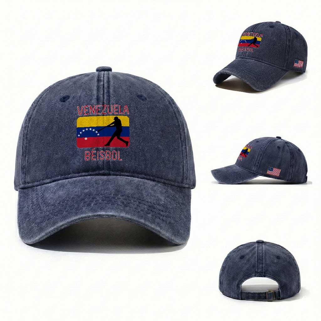 Venezuela Beisbol Flag Washed Cotton Baseball Cap Venezuelan Baseball Pride Latino Sports Fans