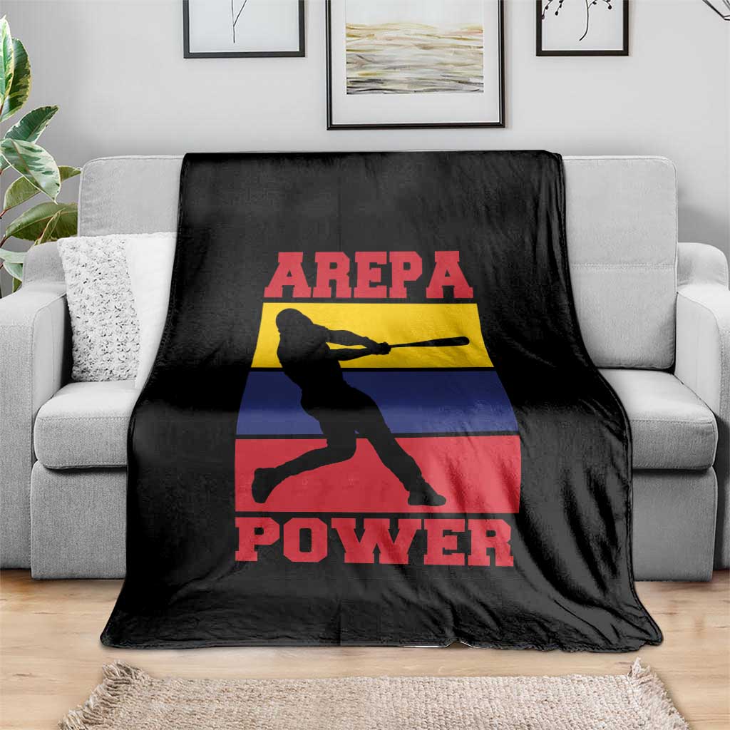 Arepa Power Venezuela Baseball Flag Throw Blanket Funny Venezuelan Pride Gift for Beisbol Lovers
