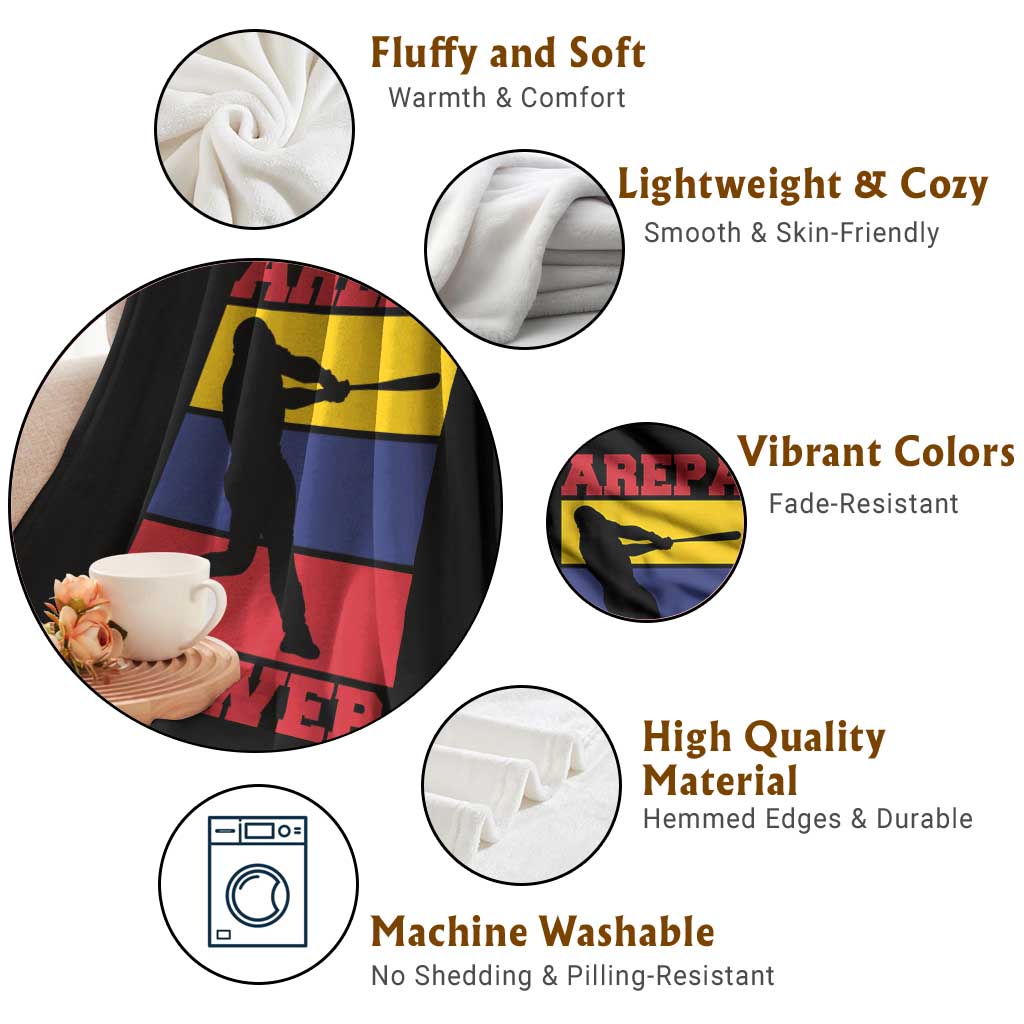 Arepa Power Venezuela Baseball Flag Throw Blanket Funny Venezuelan Pride Gift for Beisbol Lovers