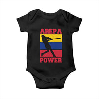 Arepa Power Venezuela Baseball Flag Baby Onesie Funny Venezuelan Pride Gift for Beisbol Lovers