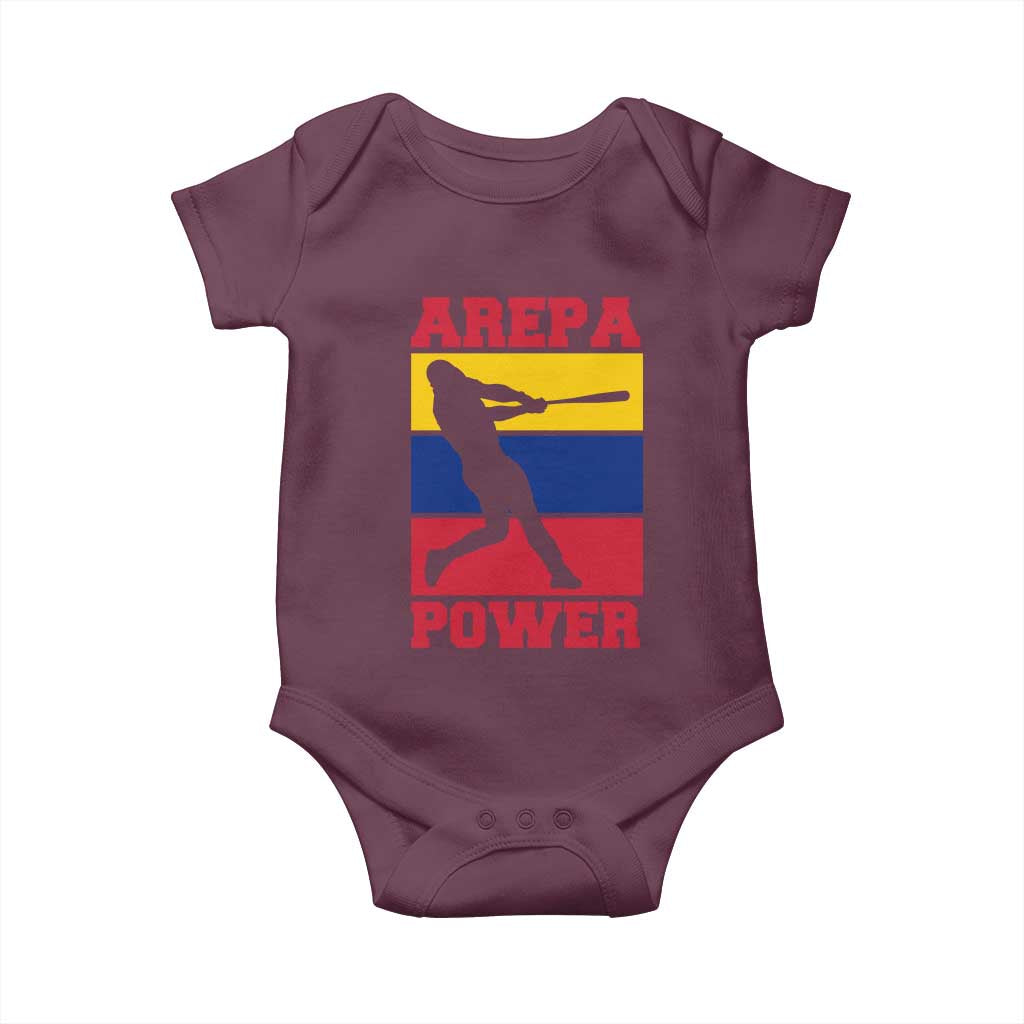 Arepa Power Venezuela Baseball Flag Baby Onesie Funny Venezuelan Pride Gift for Beisbol Lovers