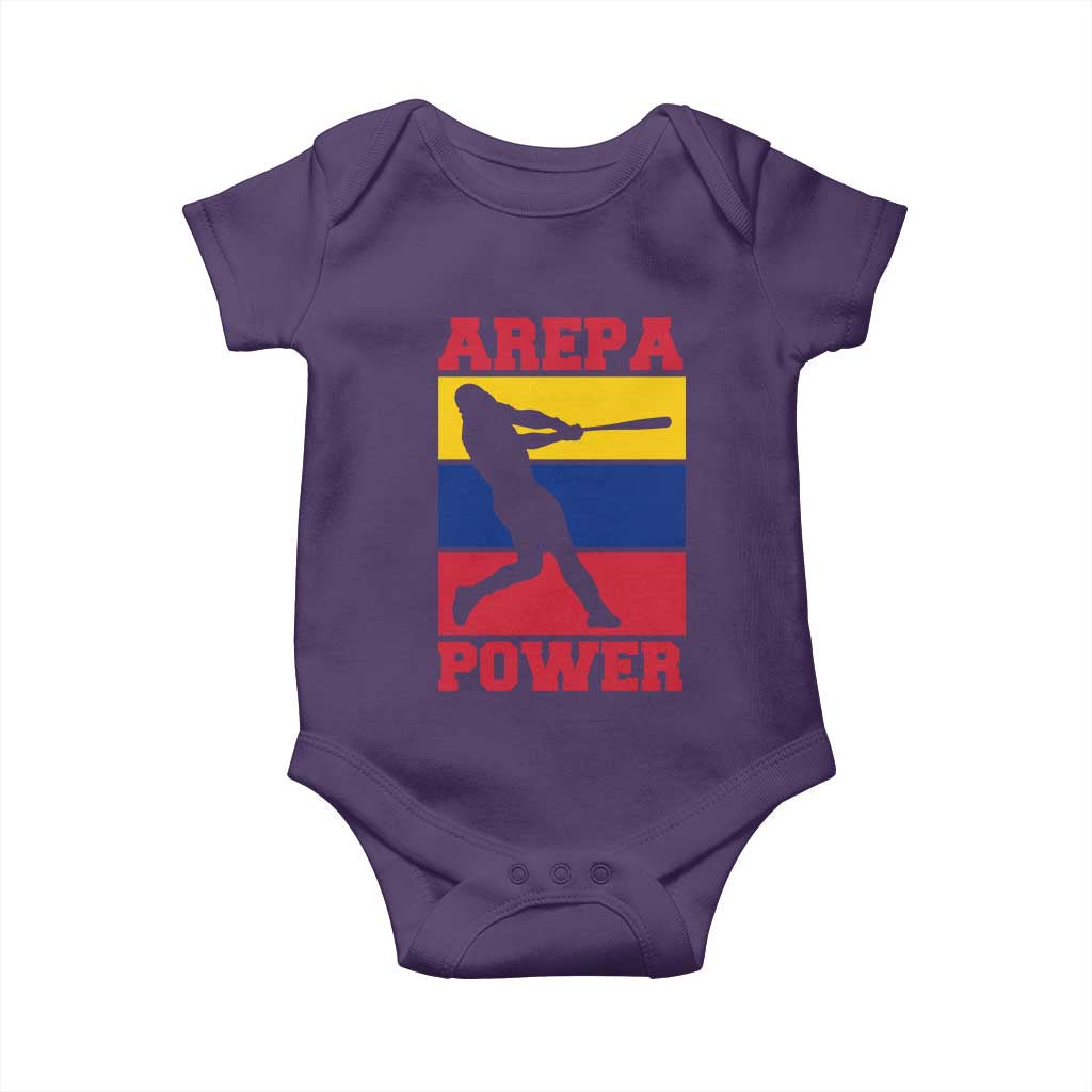 Arepa Power Venezuela Baseball Flag Baby Onesie Funny Venezuelan Pride Gift for Beisbol Lovers