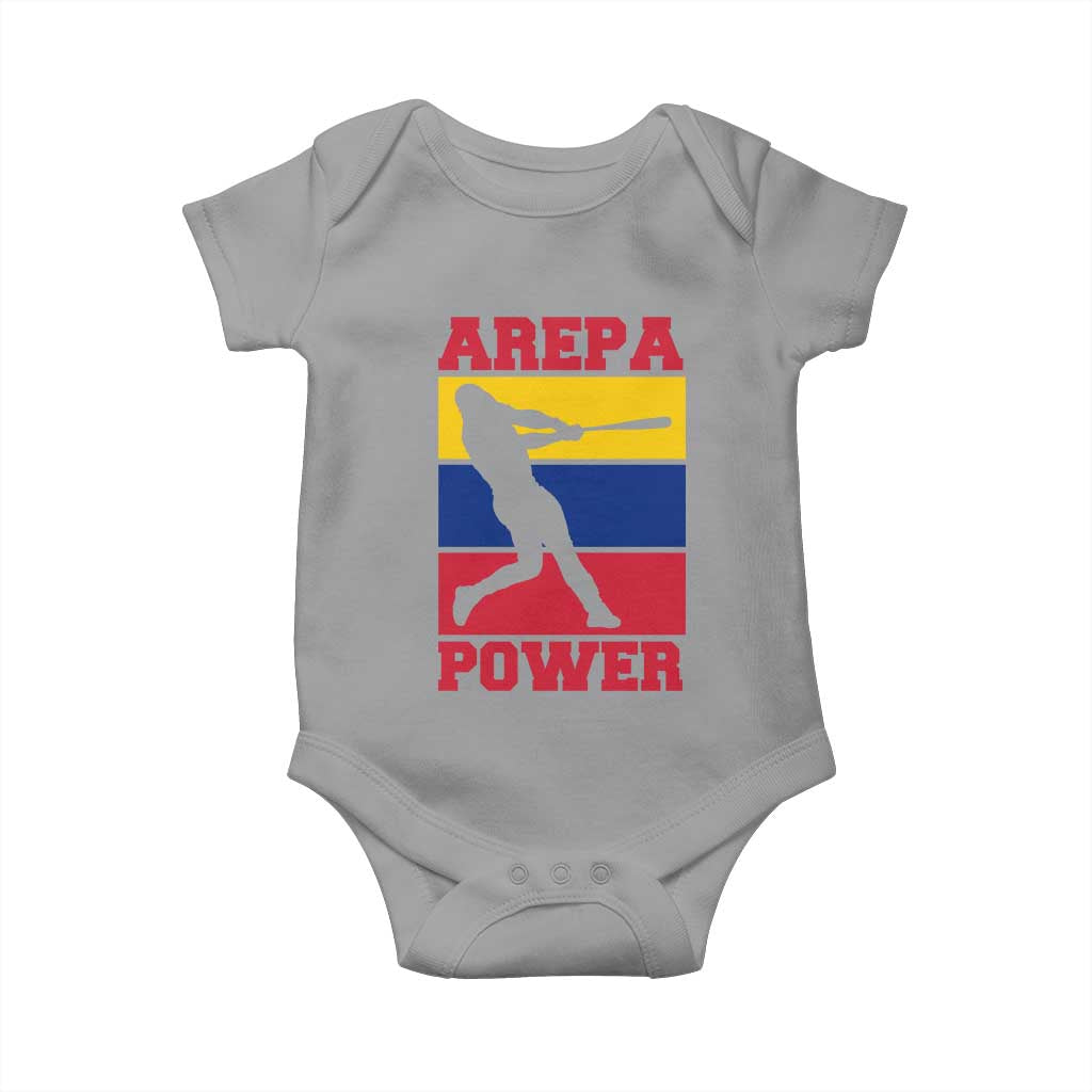 Arepa Power Venezuela Baseball Flag Baby Onesie Funny Venezuelan Pride Gift for Beisbol Lovers