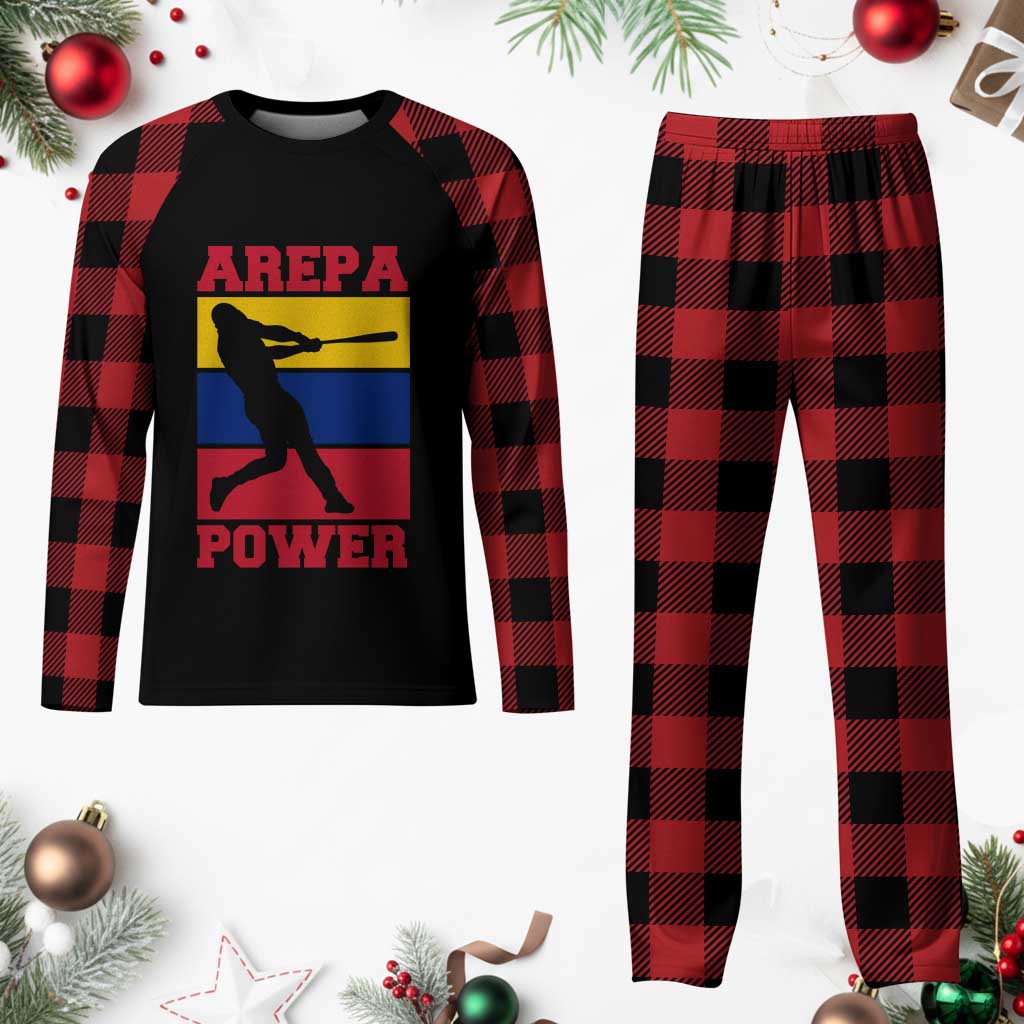 Arepa Power Venezuela Baseball Flag Plaid Pajama Set Funny Venezuelan Pride Gift for Beisbol Lovers