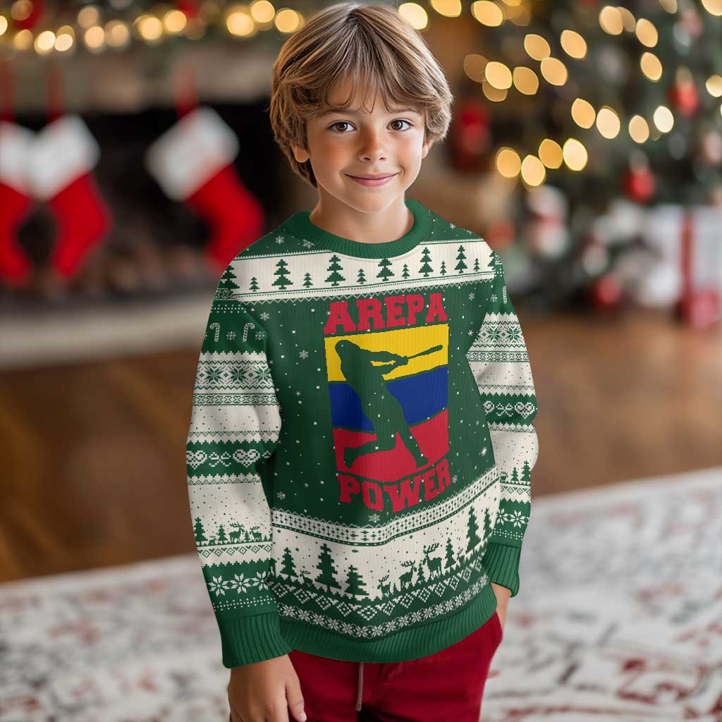 Arepa Power Venezuela Baseball Flag Ugly Christmas Sweater Funny Venezuelan Pride Gift for Beisbol Lovers