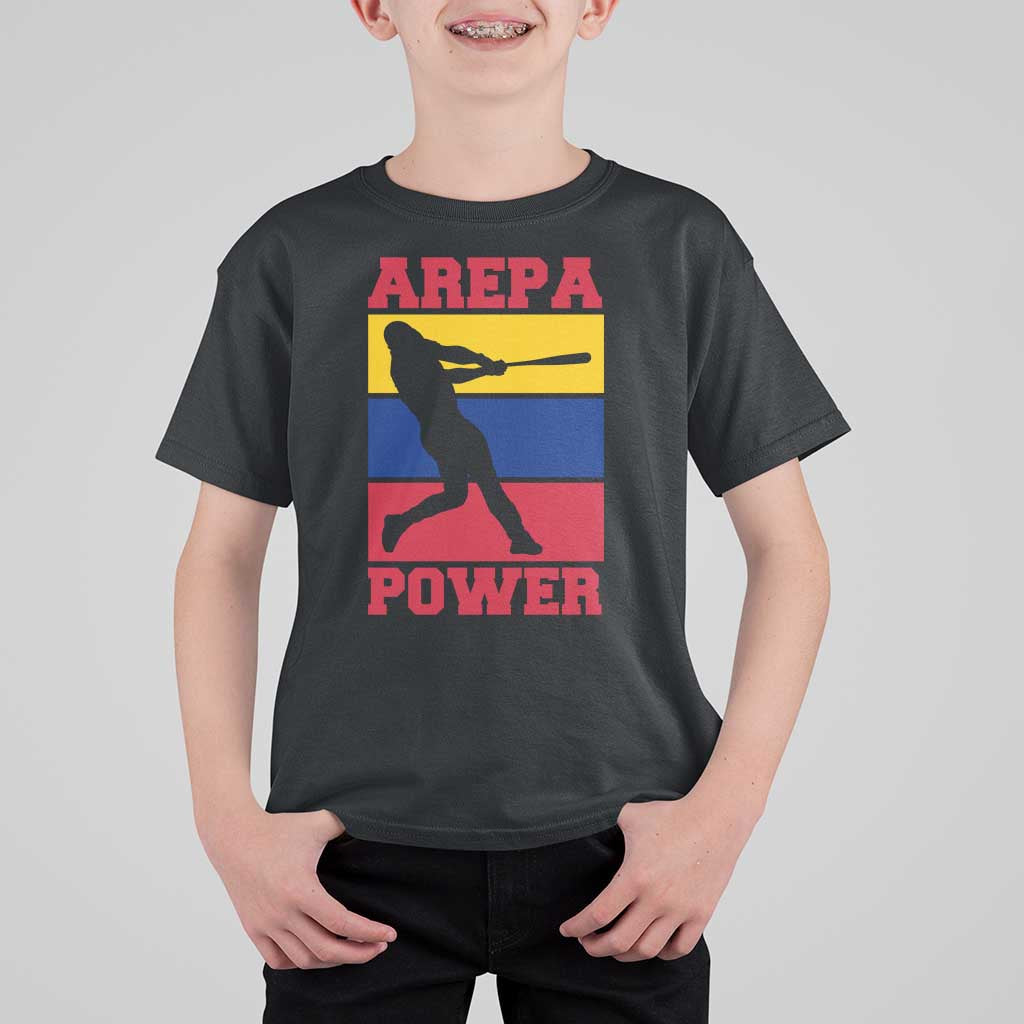 Arepa Power Venezuela Baseball Flag T Shirt For Kid Funny Venezuelan Pride Gift for Beisbol Lovers