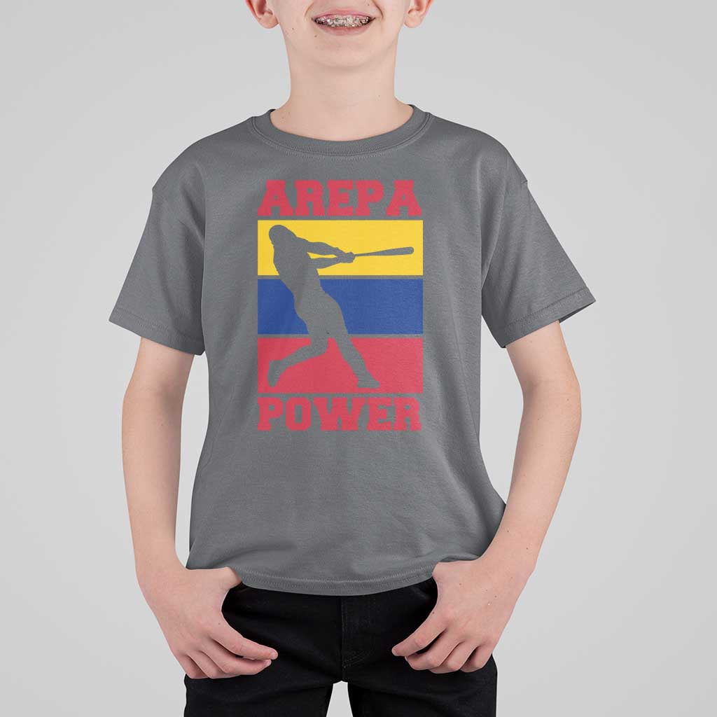 Arepa Power Venezuela Baseball Flag T Shirt For Kid Funny Venezuelan Pride Gift for Beisbol Lovers